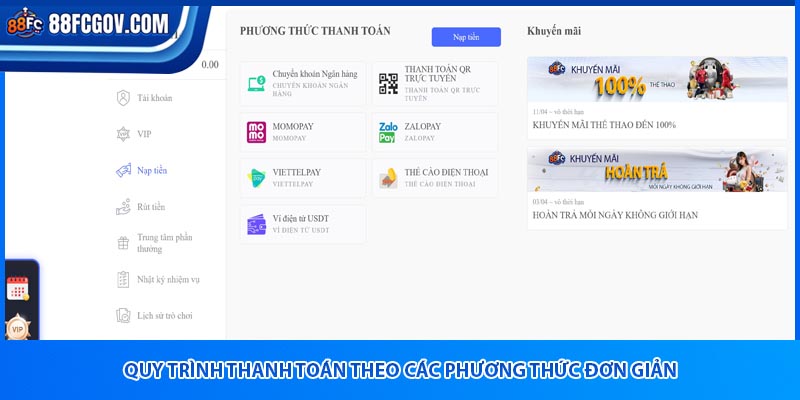 Quy trình thanh toán theo các phương thức đơn giản